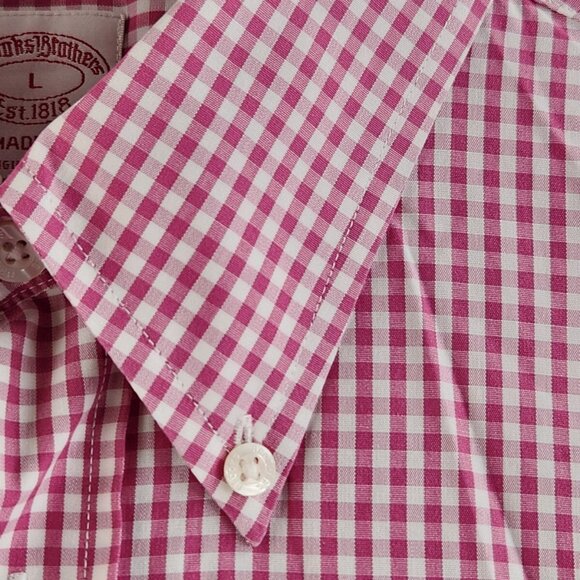 Brooks Brothers Madison Large Non-iron Magenta Check Long Sleeve Button Up Shirt - Picture 7 of 16